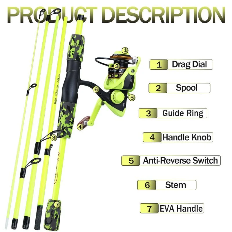Sougayilang 휴대용 5섹션 빨간색/노란색 낚싯 - Fishing Equipment Europe 리뷰 및 가격